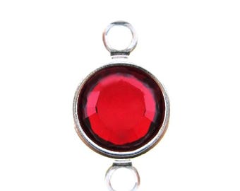 NEW LIGHT SIAM 10 pcs Wholesale 6mm Two Loop Rhodium Plated  Birthstone  Crystal Channel Charm - January/July Birthstones lowest price