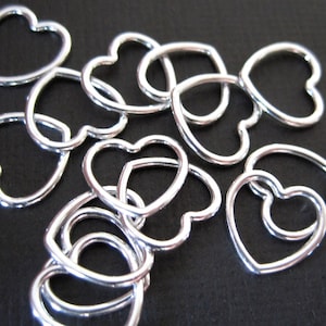Neu - Kleiner Sterling Silber Offenes Herz Charm - 10 Stk