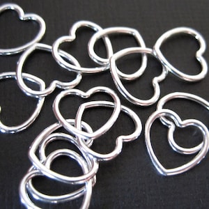 New - Small Sterling Silver Open Heart Charm - 10 pcs