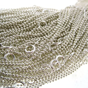 Quantity 1 - 14 Inch Sterling Silver 1.2 mm Ball / Bead Chain - Finished and READY TO WEAR with Spring Clasp