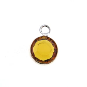 10 pcs 6mm Topaz Rhodium Plated  Birthstone Crystal Channel Charm - November Birthstones  Lowest price! AntiTarnish!