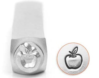 Apple Design Stamp 6mm - Handstamping Metal Design Stamp - Low Shipping!