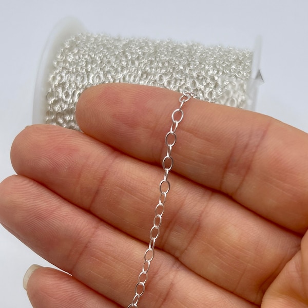 2.5mm x 1.5mm Sterling Silver Cable Chain by the foot