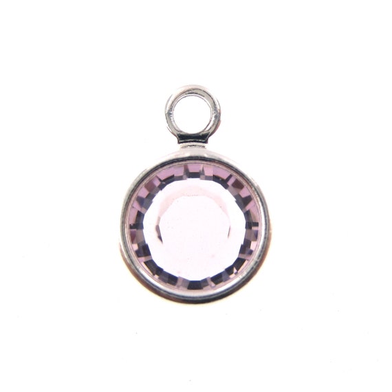 10 Pcs 6mm Light Amethyst Rhodium Plated Birthstone Crystal - Main Image