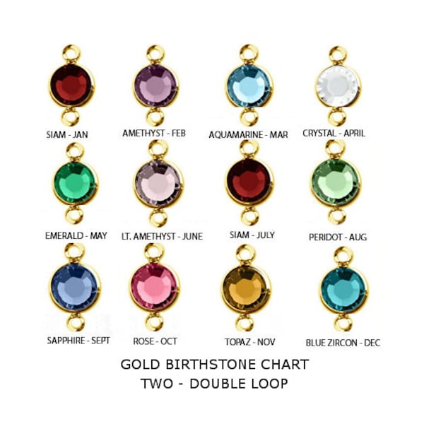 Two LOOP-MIX of 10 of Each 6mm Crystal GOLD Birthstone Crystal Channel Charm - Jan to December lowest price - .57 cents ea!!