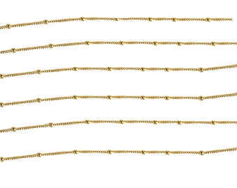 New! 16 Inches High Quality Satellite / Saturn Chain 2 mm Curb Gold Filled Chain  - Select Quantity from Dropdown Menu for Bulk Discount