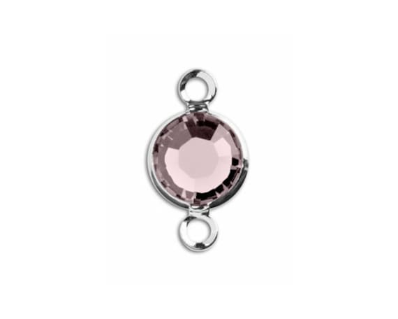 10 Pcs Wholesale 6mm Light Amethyst TWO LOOP Rhodium Plated