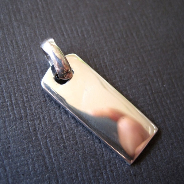 SALE -  2 pcs - Rectangle Sterling Silver Pendant - Hand Stamping Jewelry