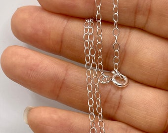 20" 2.5mm x 1.5mm  Sterling Silver Cable Chain with Spring Clasp, Finished Chain