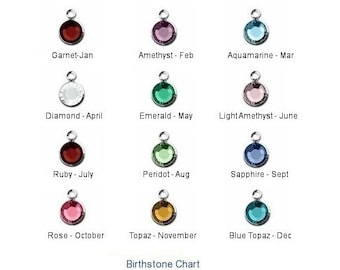MIX-10 of Each (120 pcs) 6mm Crystal Crystal Channel Birthstones Charm -Wholesale-.47 cents ea!Rhodium Plated AntiTarnish