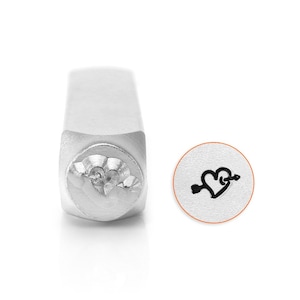 ImpressArt- Heart With Arrow Design Stamp, 6mm - Handstamping Metal Design Stamp - Low Shipping!