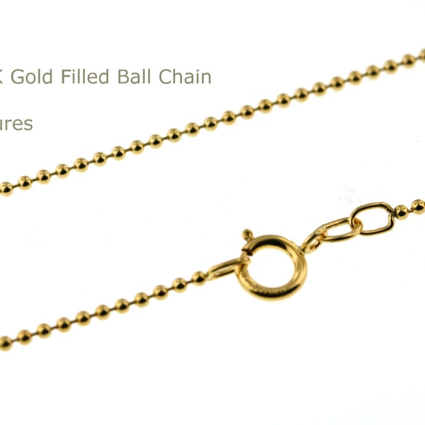 New!  14K Gold Filled Chain 18 Inches Finished Ball Chain - Select Quantity from Dropdown Menu for Bulk Discount