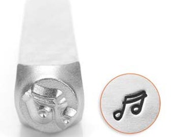 Music Note Design Stamp 6mm - Handstamping Metal Design Stamp - Low Shipping!