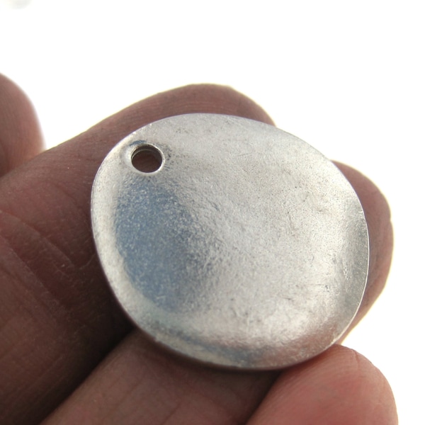 Pewter - River Stone Soft Strike Stamping Blank -  3/4 Inch Very Thick-  Hand Stamped Jewelry - Bulk Price Available