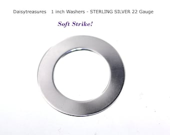 Soft Strike New! - Sterling Silver 1 inch Round Circle Blank Washer 22 Gauge - for Hand Stamping Jewelry