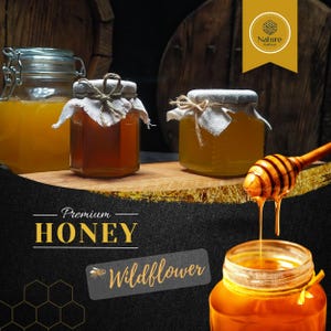 Wildblumen-Rohhonig 20 Unzen - 100% reiner natürlicher Honig Premium-Qualität Süßer natürlicher Geschmack & nährstoffreich