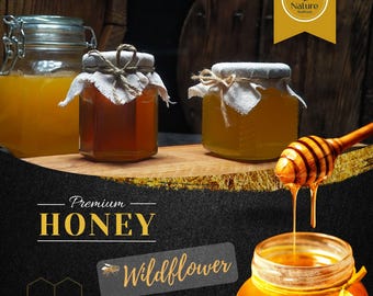 Rauwe wilde bloemenhoning 20oz - 100% pure natuurlijke honing Premiumkwaliteit zoete natuurlijke smaak en rijk aan voedingsstoffen