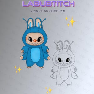 Labubu + Stitch Character Bundle SVG, PNG, pdf and AI Files for Cricut & Laser Cut, Customizable, Vector  Design, Instant Download