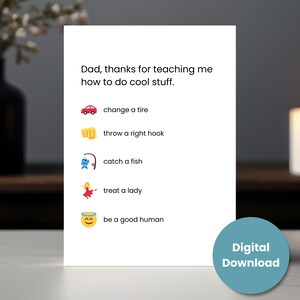 Leuke Vaderdagkaart - Fijne Vaderdag - Bedankt papa - Vier papa - Digitale download - formaten A7 (5 x 7) A6 (6,25 x 4,5) A1 (4,875 x 3,5)