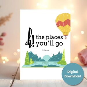 Ah ! Carte pour lettres The Places You ll Go - Félicitations pour votre diplômé 2025 - Téléchargement numérique - Promotion 2025 - Tailles A7 (5 x 7) A6 (6,25 x 4,5) A1 (4,875 x 3,5)