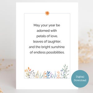 Happy Birthday Poem - Digital Download - Floral Birthday - Classy Printable Card - Sizes A7 (5x7) A6 (6.25x4.5) A1 (4.875x3.5)