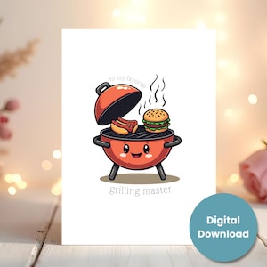 Vaderdagkaart grillen - vader grillen - DIY-download - Happy Father's Day - afdrukbare kaart - formaten A7 (5 x 7) A6 (6,25 x 4,5) A1 (4,875 x 3,5)