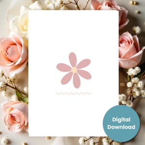 Tarjeta de notas con flores sencillas - Descarga digital - Tarjeta en blanco - Tarjeta floral imprimible - Tamaños: A7 (5x7), A6 (6,25x4,5), A1 (4,875x3,5)