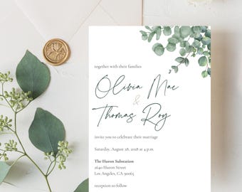 Eucalyptus Wedding Invitation Bundle | Minimalist Greenery (Downloadable Template)