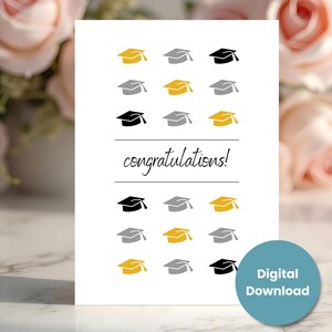 Carte de remise des diplômes classique - chapeaux de diplômés - félicitations pour diplômé - téléchargement numérique - promotion 2025 - tailles A7 (5 x 7) A6 (6,25 x 4,5) A1 (4,875 x 3,5)