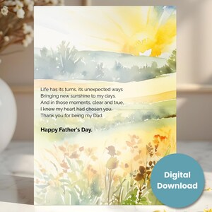 Heureuse fête des pères - poème pour papa - paysage aquarelle - carte douce pour papa - carte imprimable - tailles A7 (5 x 7) A6 (6,25 x 4,5) A1 (4,875 x 3,5)