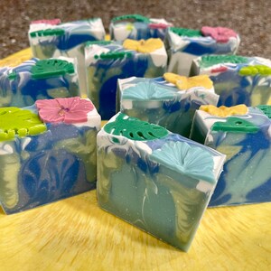 Soap artistically created to resemble a waterfall using the fragrance oil called jungle waterfall