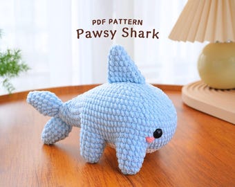 Pawsy Shark Crochet Pattern, Stuffed Sea Animals Crochet Pattern, Amigurumi Crochet Pattern, Underwater Animals Crochet Pattern