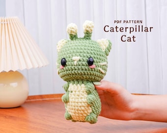 Motif au crochet chat chenille, motif Amigurumi, joli motif animal au crochet, tutoriel peluche fait main, tutoriel crochet PDF