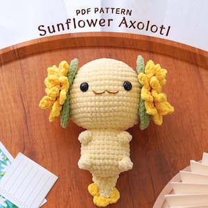 Sunflower Axolotl Crochet Pattern, Amigurumi Crochet Pattern, Adorable Axolotl Crochet Pattern, PDF Crochet Pattern