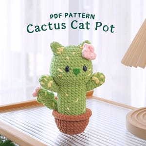 Cactus Cat Pot Crochet Pattern, Amigurumi Crochet Pattern, Adorable Cat Crochet Pattern, PDF Crochet Pattern