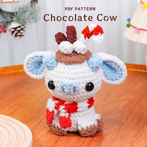 Hot Chocolate Cow Crochet Pattern, Christmas Amigurumi Crochet Pattern, Holiday Crochet Animal Pattern, Christmas Plush DIY, PDF Tutorial