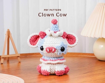 Motif clown vache au crochet, motif Halloween au crochet, motif vache au crochet, motif Amigurumi au crochet, tutoriel PDF Halloween