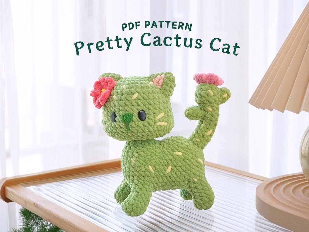 Pretty Cactus Cat Crochet Pattern, Amigurumi Crochet Pattern, Adorable Cat Crochet Pattern, PDF Crochet Pattern