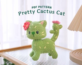 Pretty Cactus Cat Crochet Pattern, Amigurumi Crochet Pattern, Adorable Cat Crochet Pattern, PDF Crochet Pattern