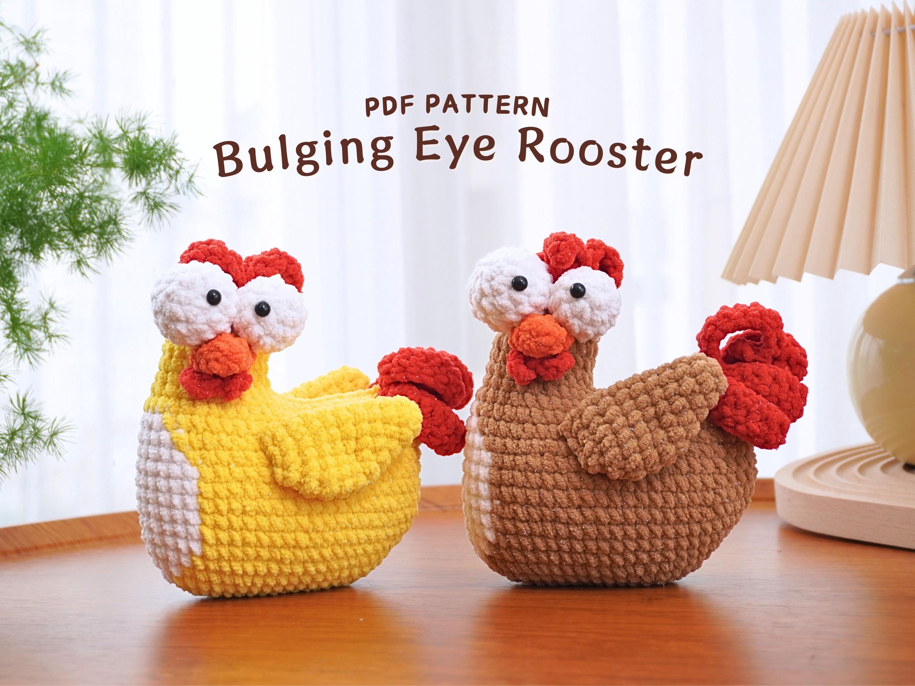 30 Rooster Crochet Patterns to Add Farmhouse Charm to Your Home Decor 24 Bulging Eye Rooster Crochet Pattern