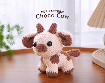 Modèle au crochet vache choco, modèle au crochet animaux en peluche, modèle au crochet Amigurumi, motif vache au crochet, modèle au crochet PDF
