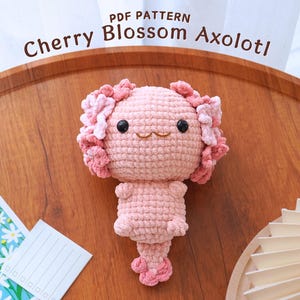 Cherry Blossom Axolotl Crochet Pattern, Amigurumi Crochet Pattern, Adorable Axolotl Crochet Pattern, PDF Crochet Pattern