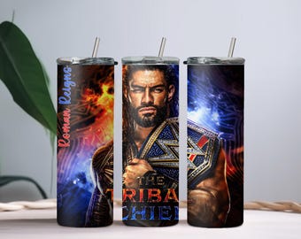 Roman Reigns WWE Tumbler - 20oz Stainless Steel Insulated Cup - Wrestling Fan Gift