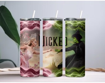 Vaso de acero inoxidable con aislamiento de 20 oz de Wicked the Musical, regalo de teatro de Broadway para fanáticos de Elphaba y Glinda