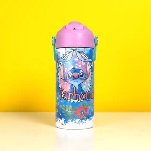 Gepersonaliseerde buitenaardse waterfles | Aangepaste kinderwaterfles | Tropische schoolfles | Schattige blauwe beker met karakter | Terug naar school-cadeau