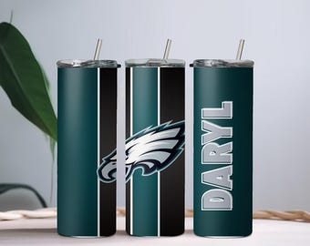 Custom Eagles Tumbler - 20oz Personalized NFL Fan Cup - Philadelphia Football Gift