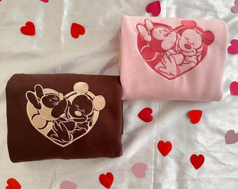 Sweethearts Nite Mouse Heart Outline Embroidered Crewneck