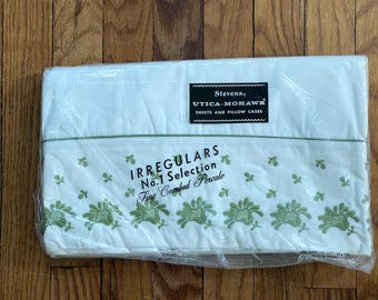 Vintage Stevens Utica Queen Flat Bed Sheet Combed Percale Cotton Unused Floral Super Size
