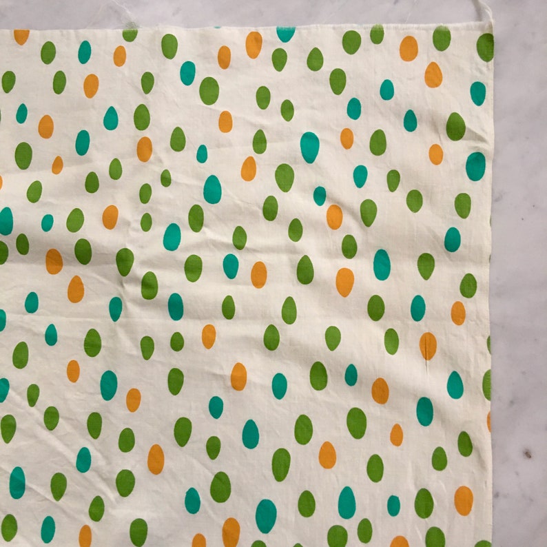 Vintage 1950s Cotton Fabric Polka Dotted Dots 1960s 4Y 37W