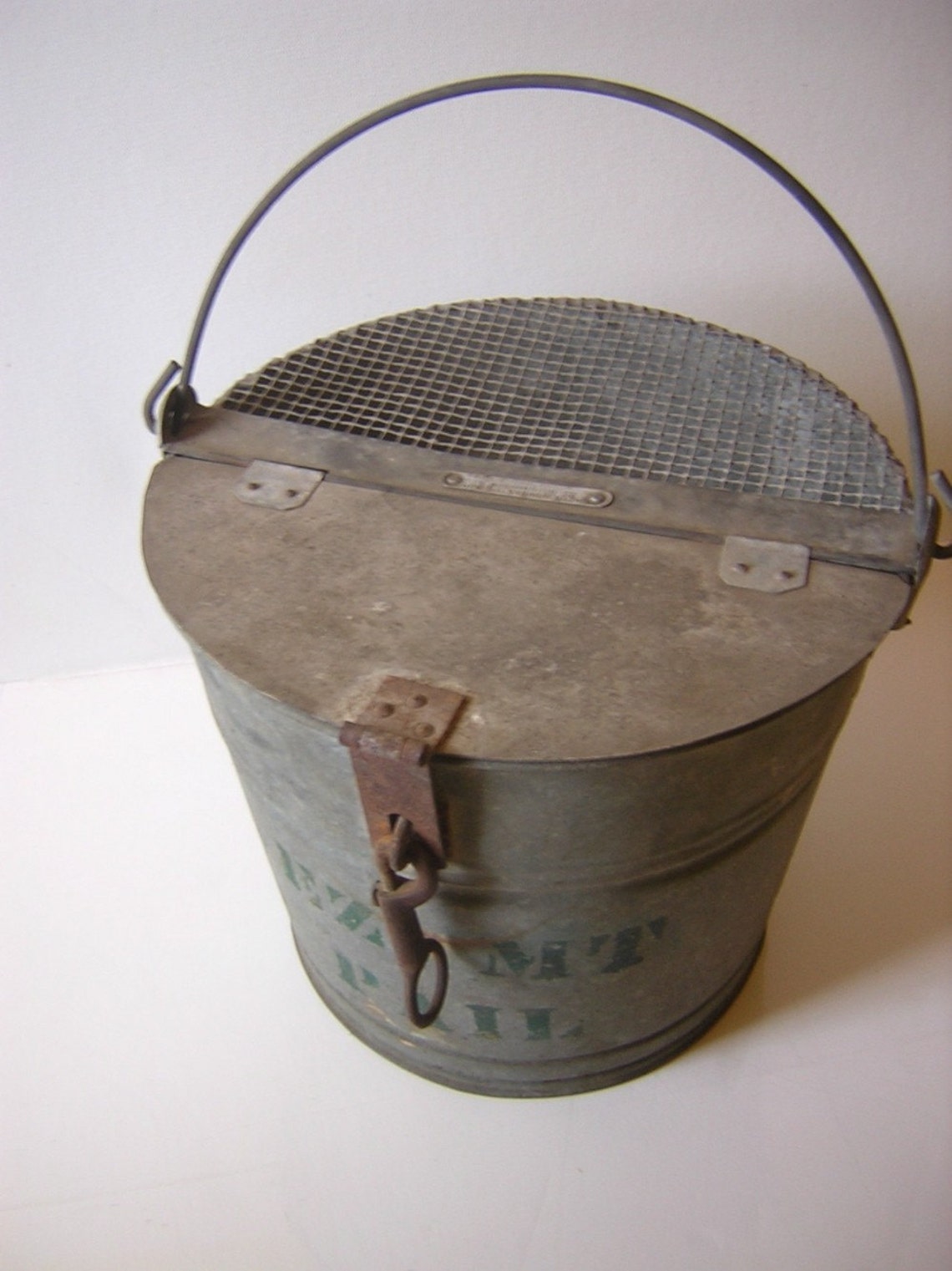 Vintage Metal Minnow Bucket With Handle and Lock Rustic Etsy